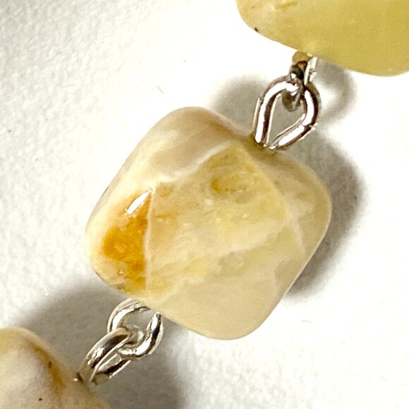2/$20, Yellow Calcite Leaf Branch Necklace, Genuine Gemstone Stainless Chain - Picture 9 of 14